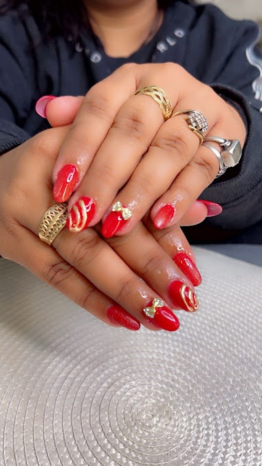 Premium custom nail extensions done at Ritika Nail Studio